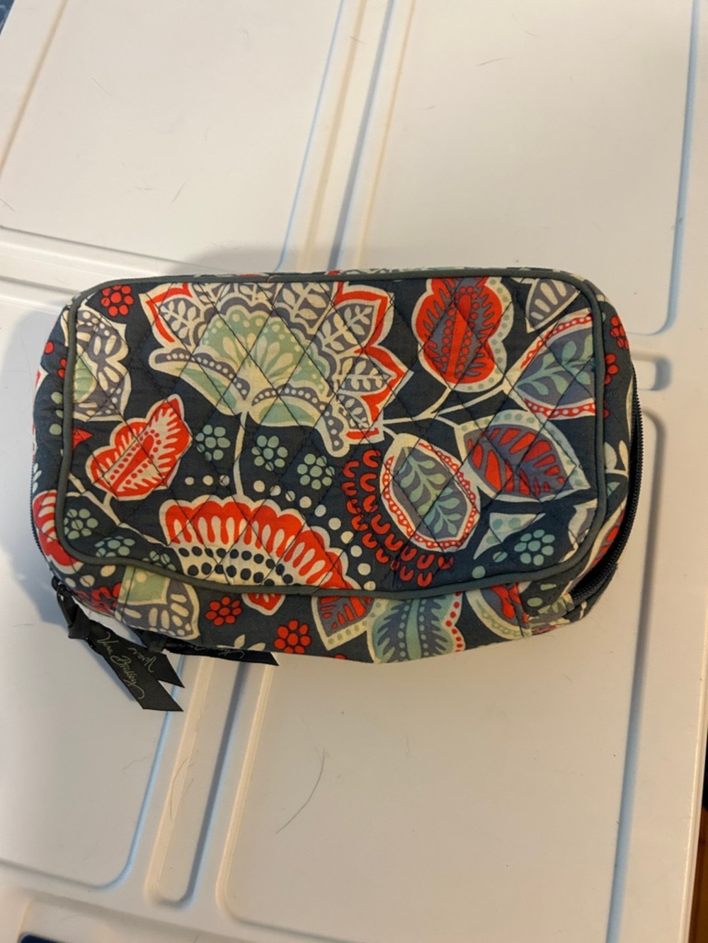 Vera Bradley Quilted Floral Cosmetic Pouch - Navy, Red & Teal